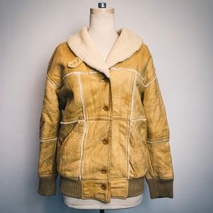 Vintage Shearling Suede Bomber Jacket